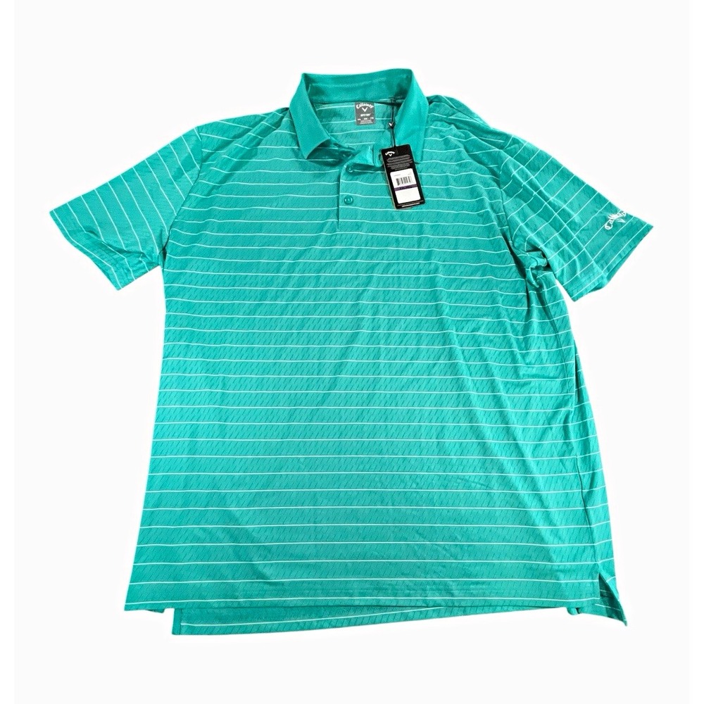 Callaway Men's Green Striped Short Sleeve Polo Shirt Size XXL - Picture 1 of 2